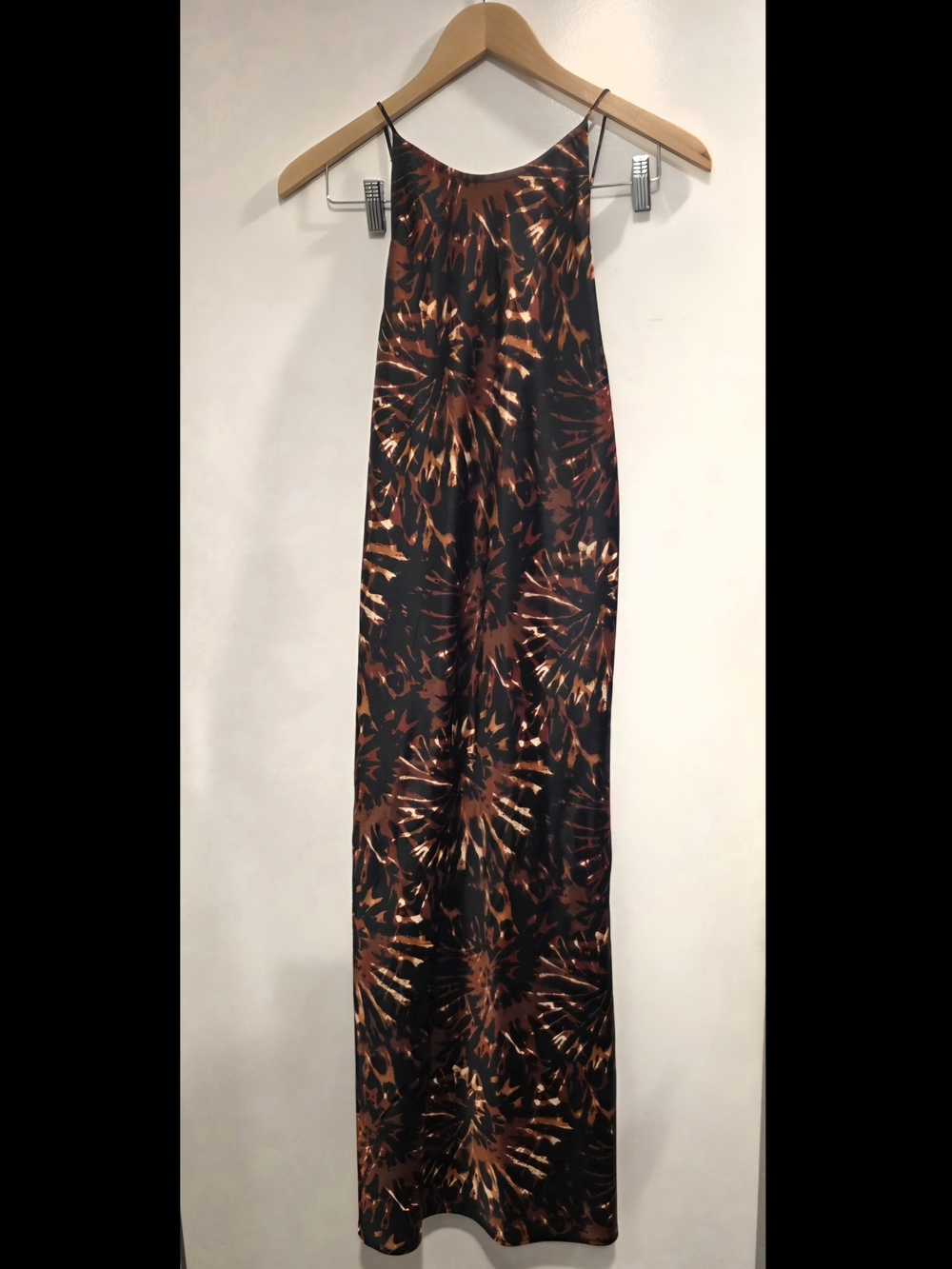 Banana Republic Black and Copper Tie-Dye Slip Maxi Dress